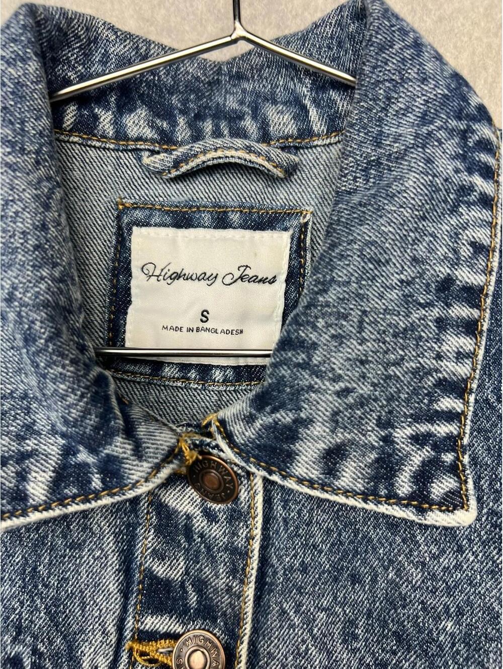 Highway Jeans Jacket Denim Puffed Sleeves Ripped Distressed Crop S USA Med Wash - Picture 6 of 7